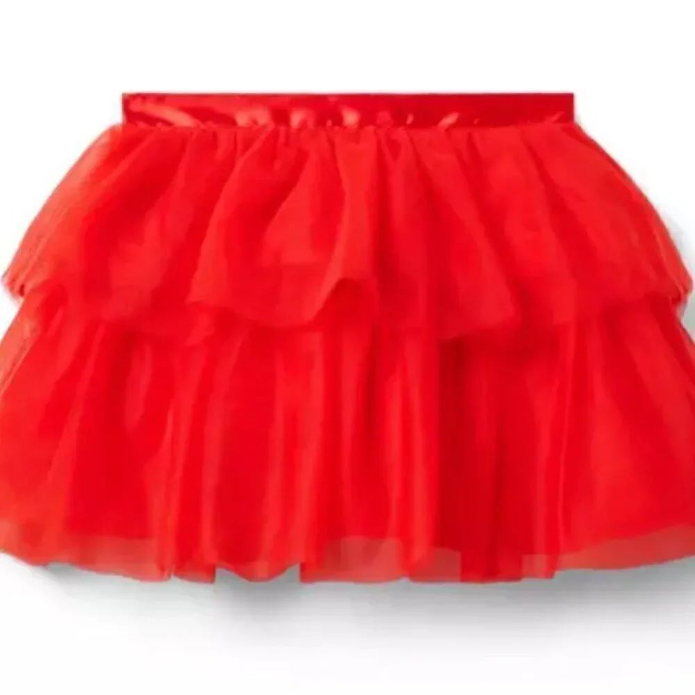 Janie and Jack 1000348542 Moto Red Tiered Tulle Skirt NWT
